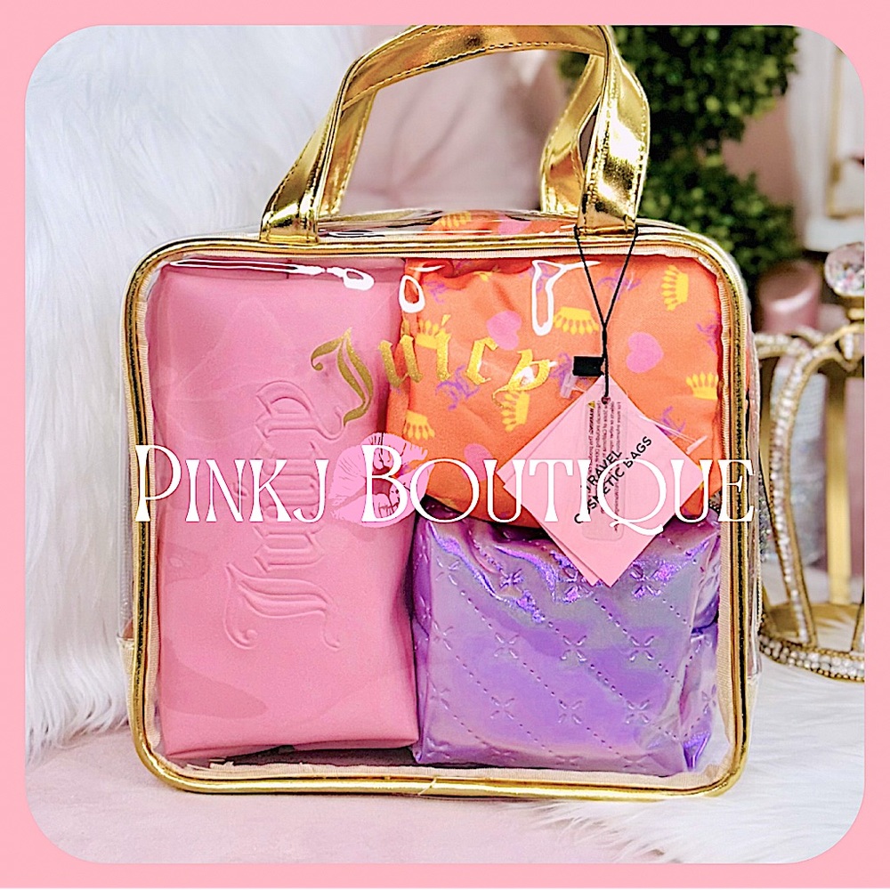 💗4pc {Juicy Couture} Nested Lovely Pink Lilac Signature Spring Travel Bag Set!